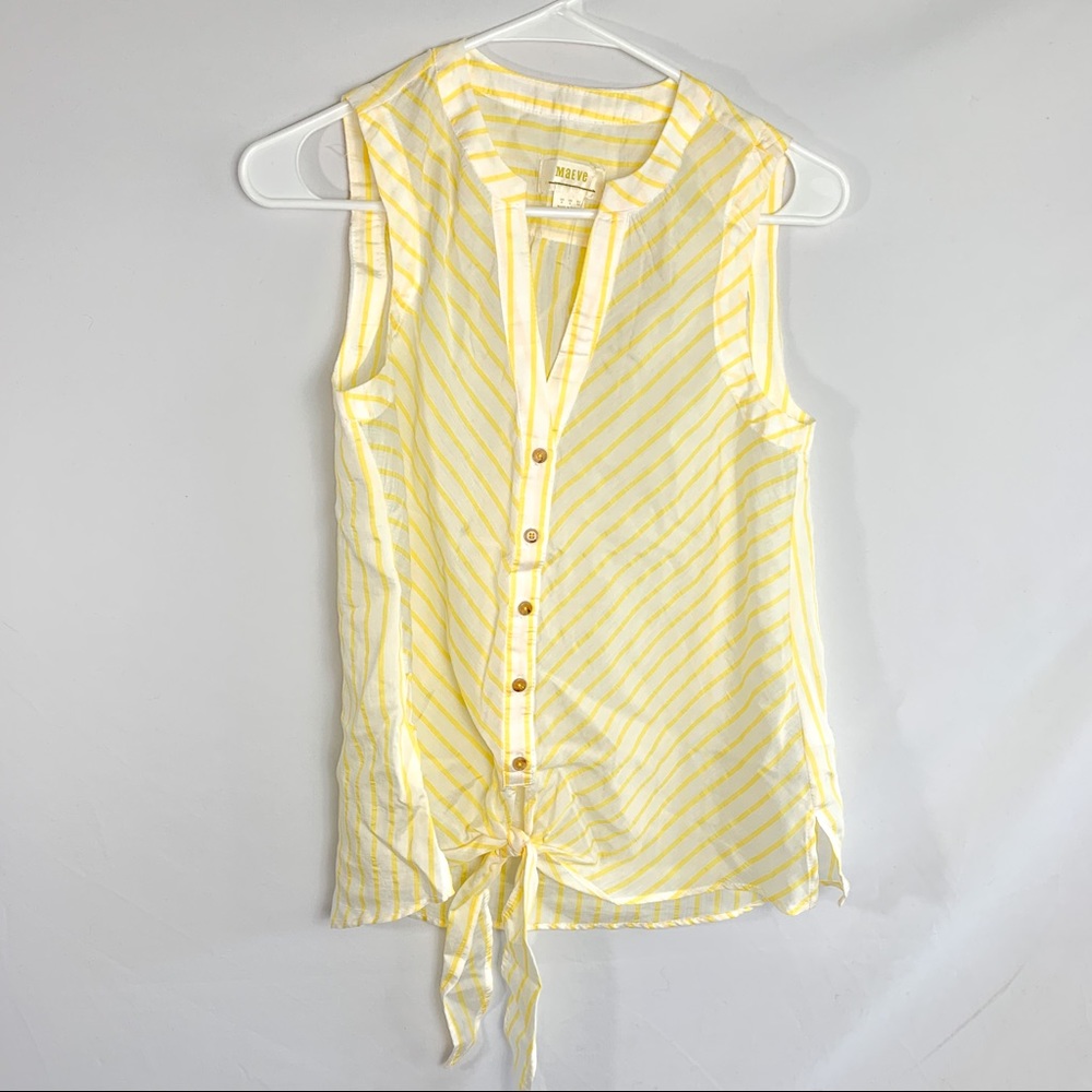 ANTHROPOLOGIE Maeve Striped Sleeveless Button-Down